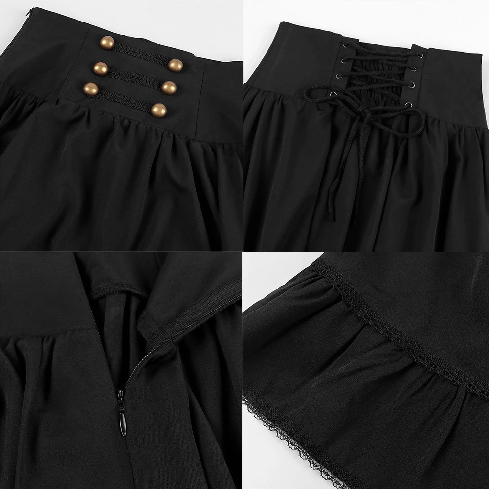 Womens Skirt Victorian Maxi Vintage Renaissance High Waist Ruffled Hem ALine Corset Pleated Casual Party Skirts Lady 250514