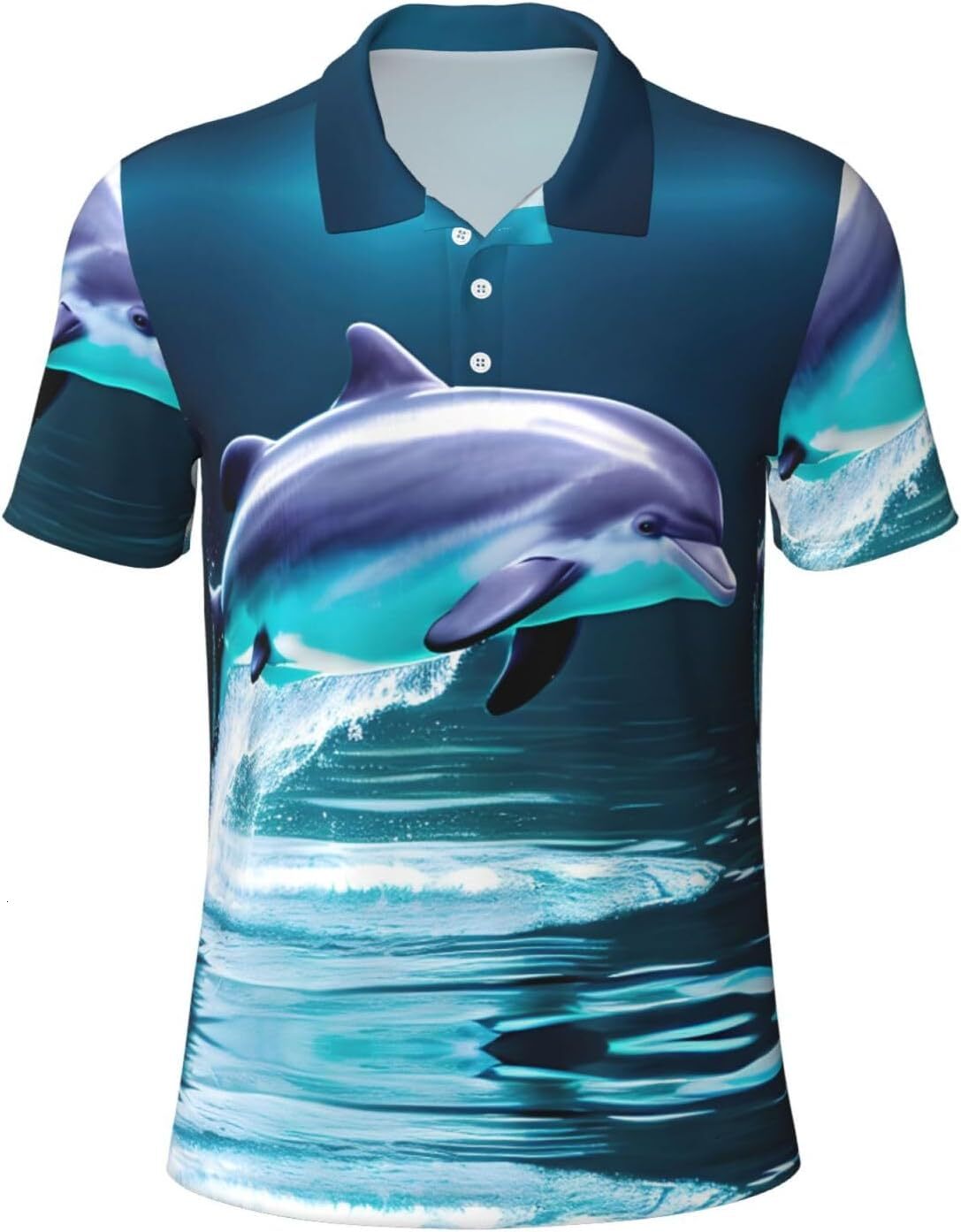 Mens Polo shirt Unique 3D Animal Dolphin Print Men's Polo Shirts Golf Short Sleeve Shirts Casual Collared T-Shirt for Everyday Formal Polos shirt