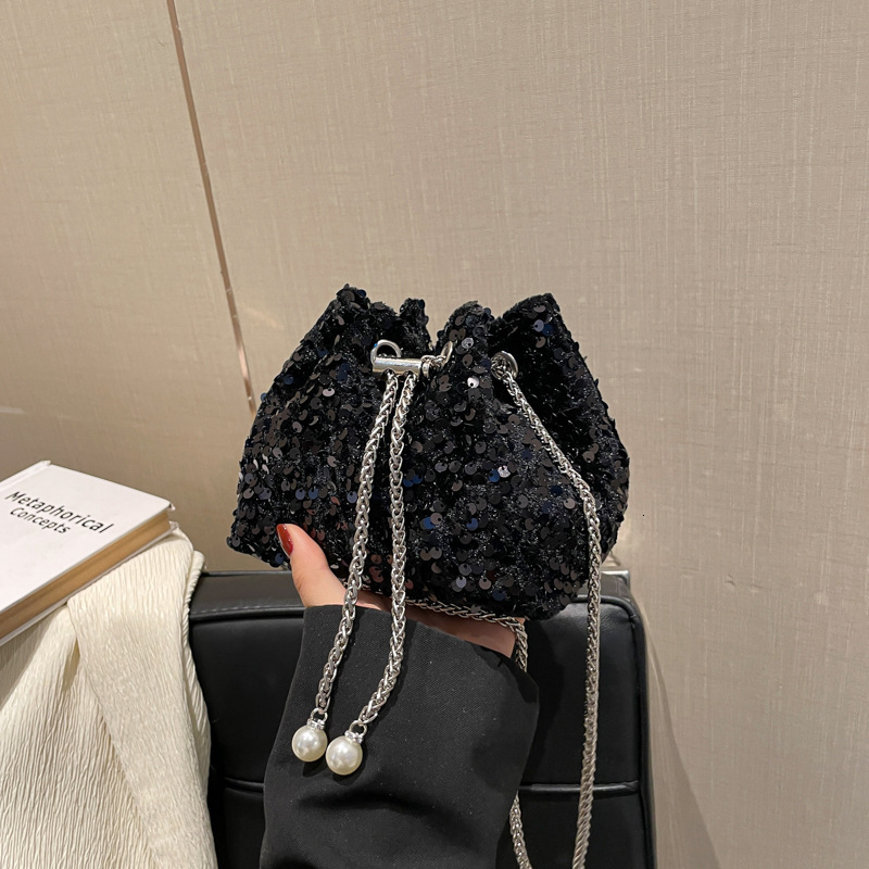 Fashionable Personalized Sequined Bucket Bag For Luxury Bag Women 2025 New Stylish Korean Version Shoulder Crossbody Dinner Bag Trendy New Free Delive
