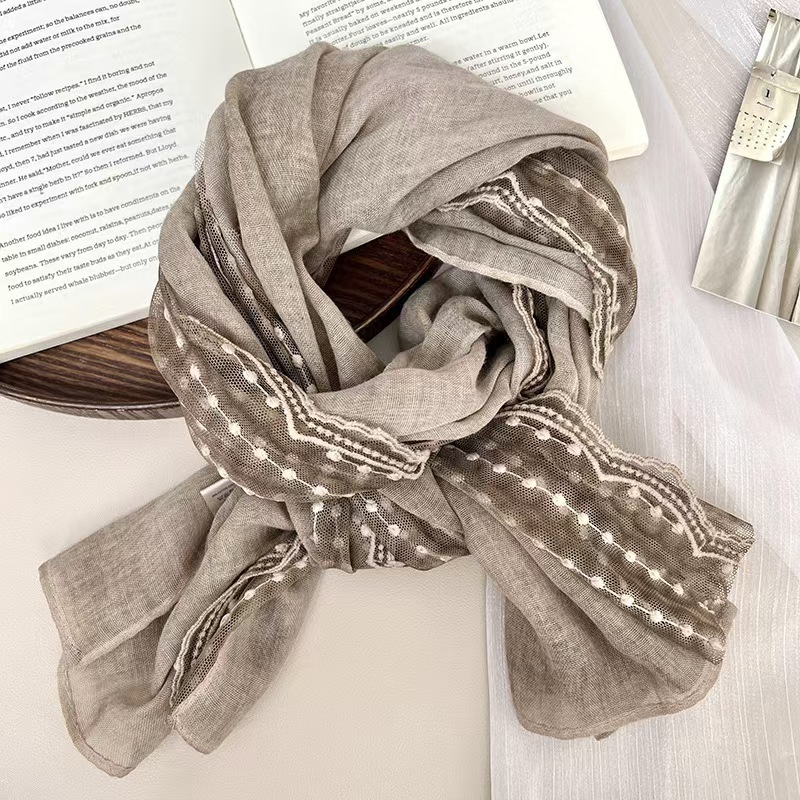 T704 scarf women's winter high-end niche design literary cotton and linen neck protection scarf travel scarf shawl silk scarf