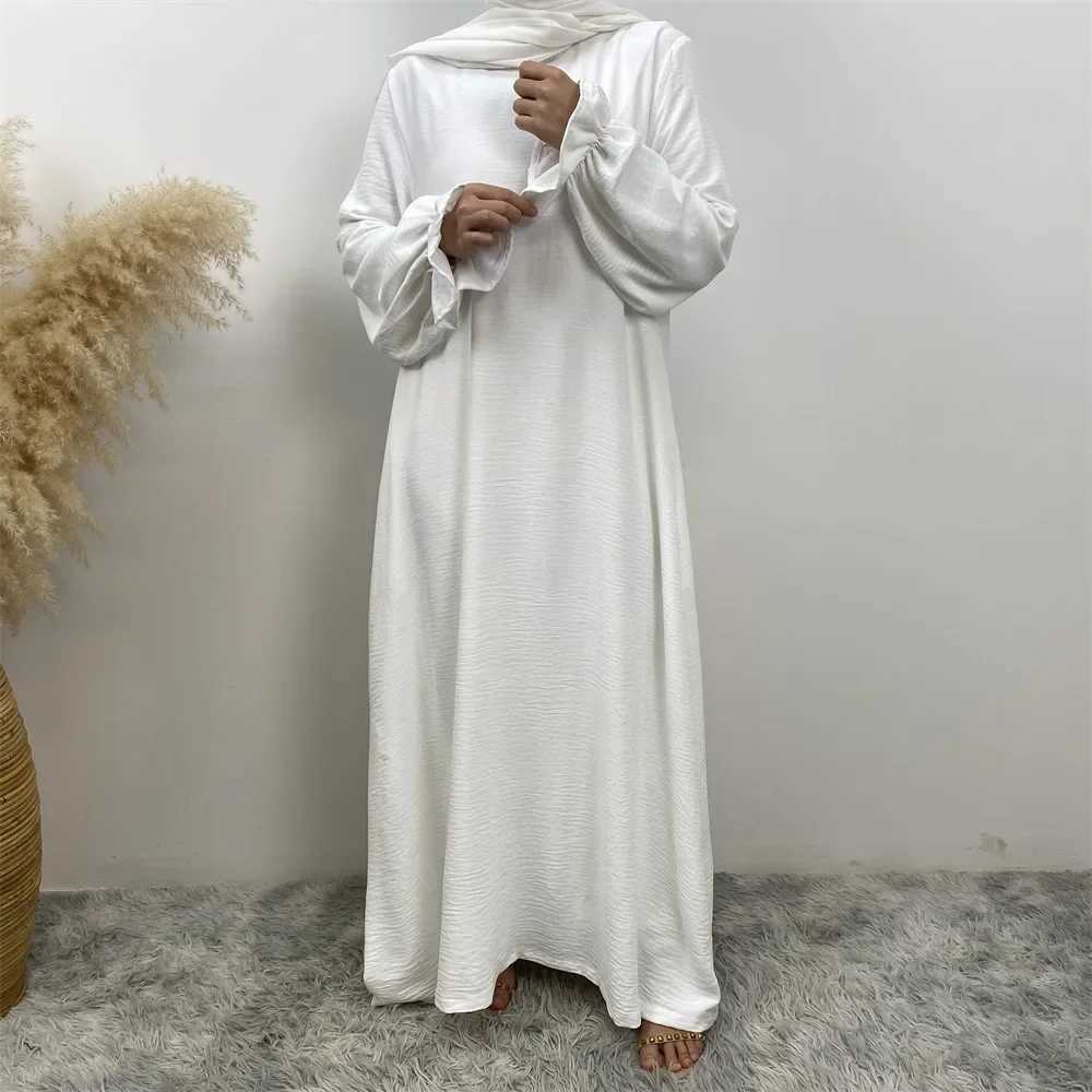 2025 New Modest Abaya Ruffle Slve Dress High Quty Nida with Pockets Eid Ramadan Islamic Clothing Muslim Women Maxi Dress X250514