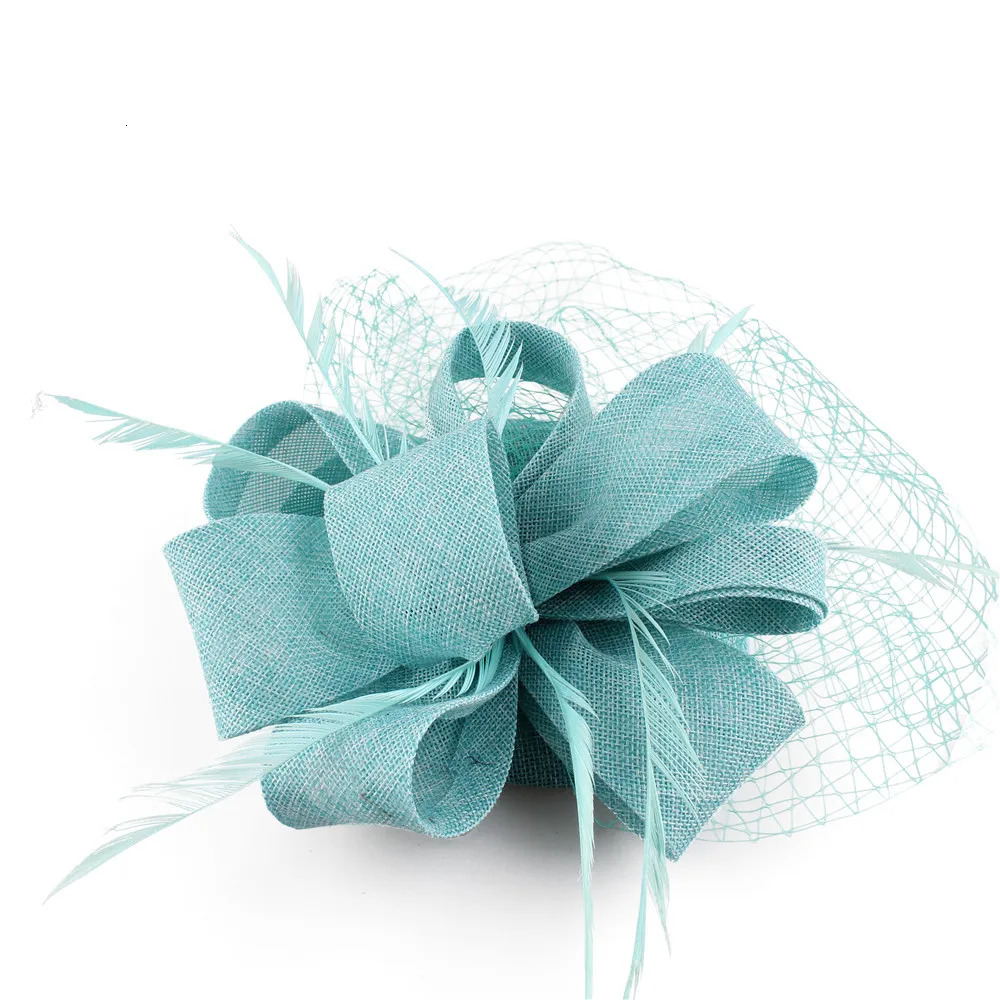 Elegant Women Chic Mesh Headwear Hoops Fascinator Hat Mesh Fancy Feather Hair Accessories Chapeau Cap Party Dinner Headpiece 250513