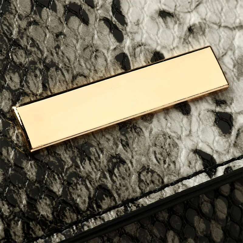 Female PU Matte Leather Chain Crossbody Bags New Fashion Small Snake Print Flap Shoulder Handbag for Girls Square Messenger Bag