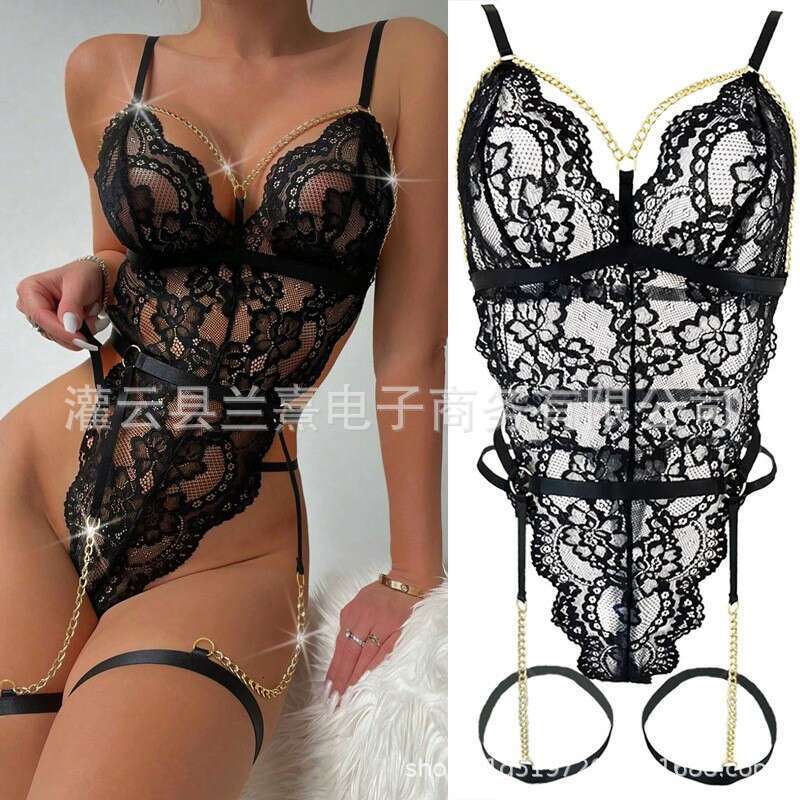 Sexy Lace Lingerie New Sexy Lace Perspective Passionate Temptation Hollow Out Fun Underwear Set For Women KQ
