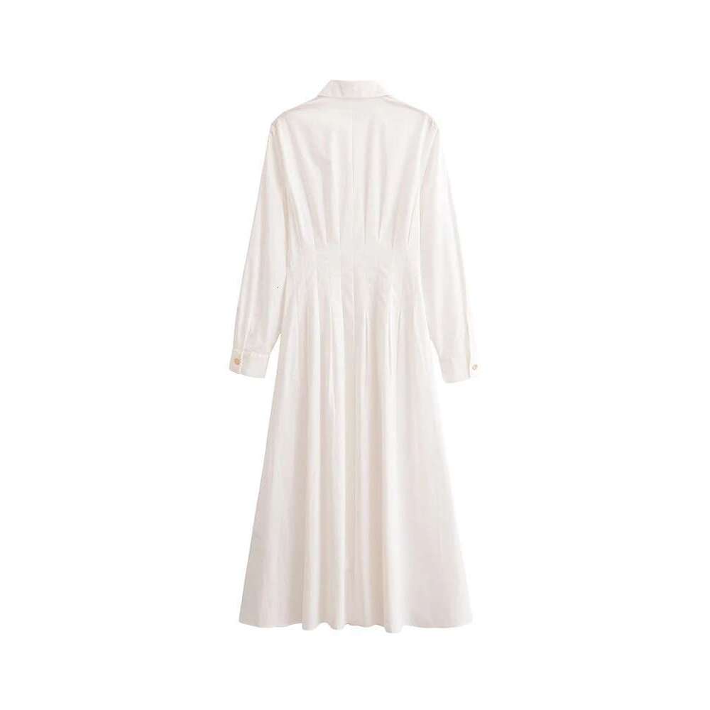 Women Summer Shirts Dress 2025 Vintage Solid Long Sleeve Pleated Single Breasted Female Elegant Street Dresses Clothing