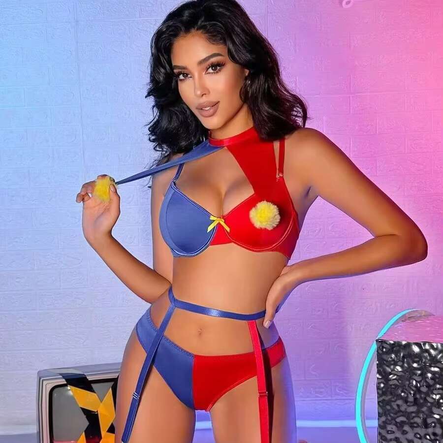2025 New Design Lingerie Set Uniform Red And Blue With Costumes Sexy Sets