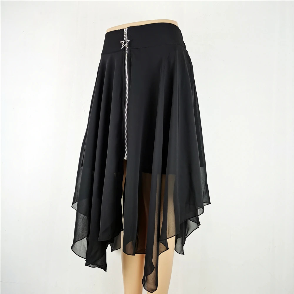Punk Skirt Streetwear Gothic Women Summer High Waist Irregular Black Female Harajuku Long 250514