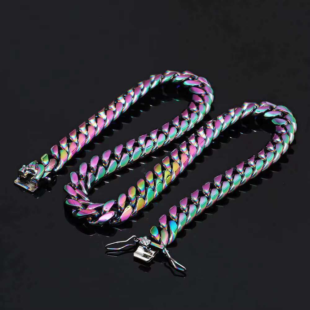 Gilded stainless steel Miami Cuban chain chilled 6mm 14mm hip-hop necklace accessory