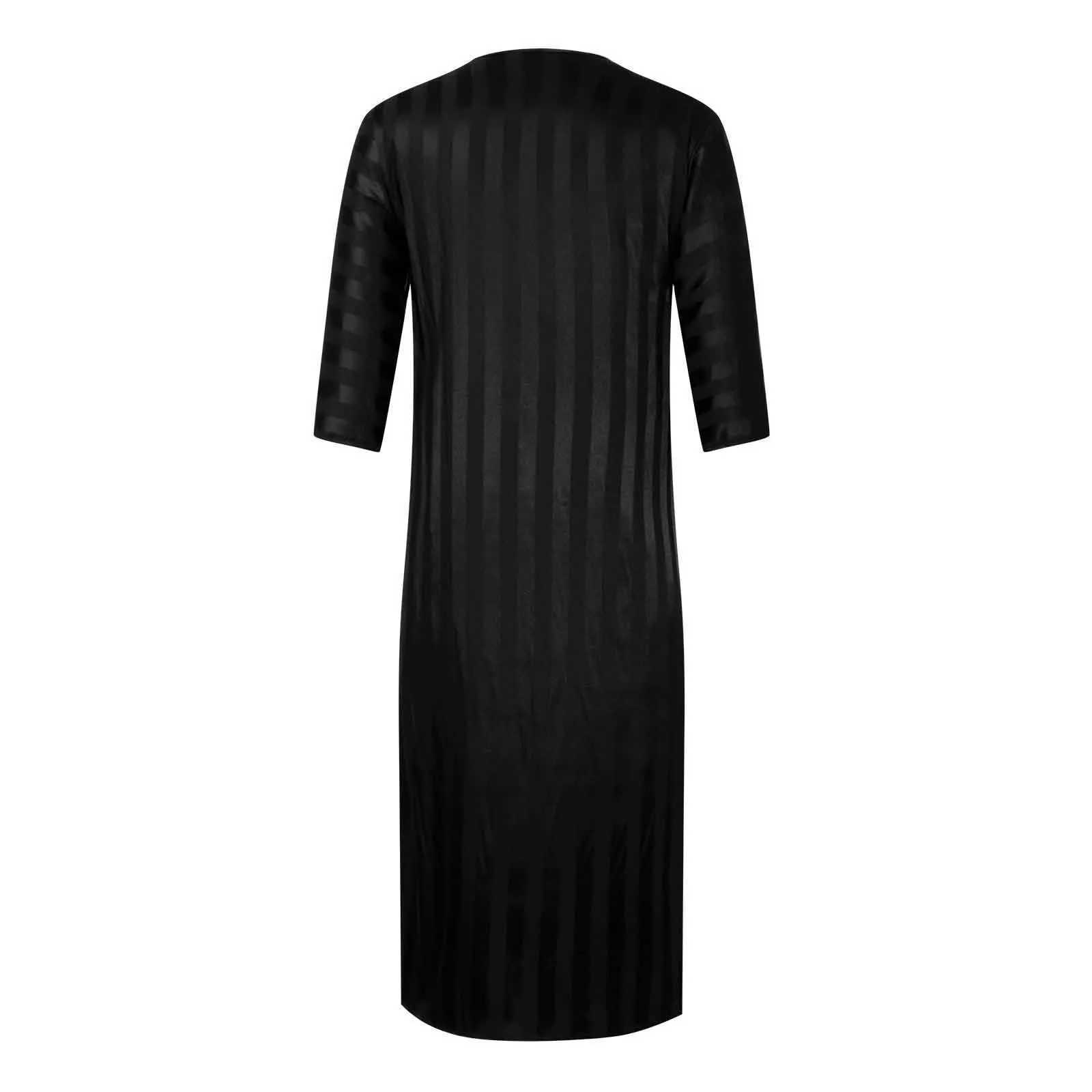 2025 New Men Muslim Abaya Islamic Clothing Mens Embroidered Striped Jubba Thobe Moroccan Dubai Kaftan Eid Prayer Robe Dress X250514