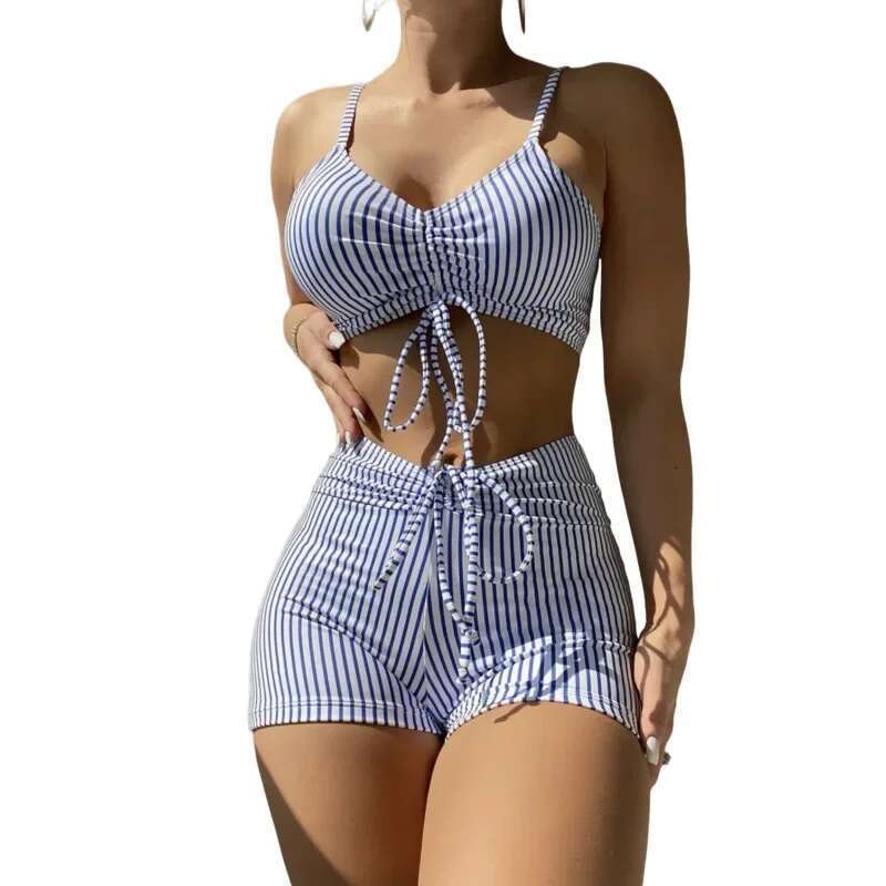Sexy Striped Two-Piece Women's Bikini Swimsuit Cross-Border New Arrivals from Mainland China Fashionable And Attractive Swimwear