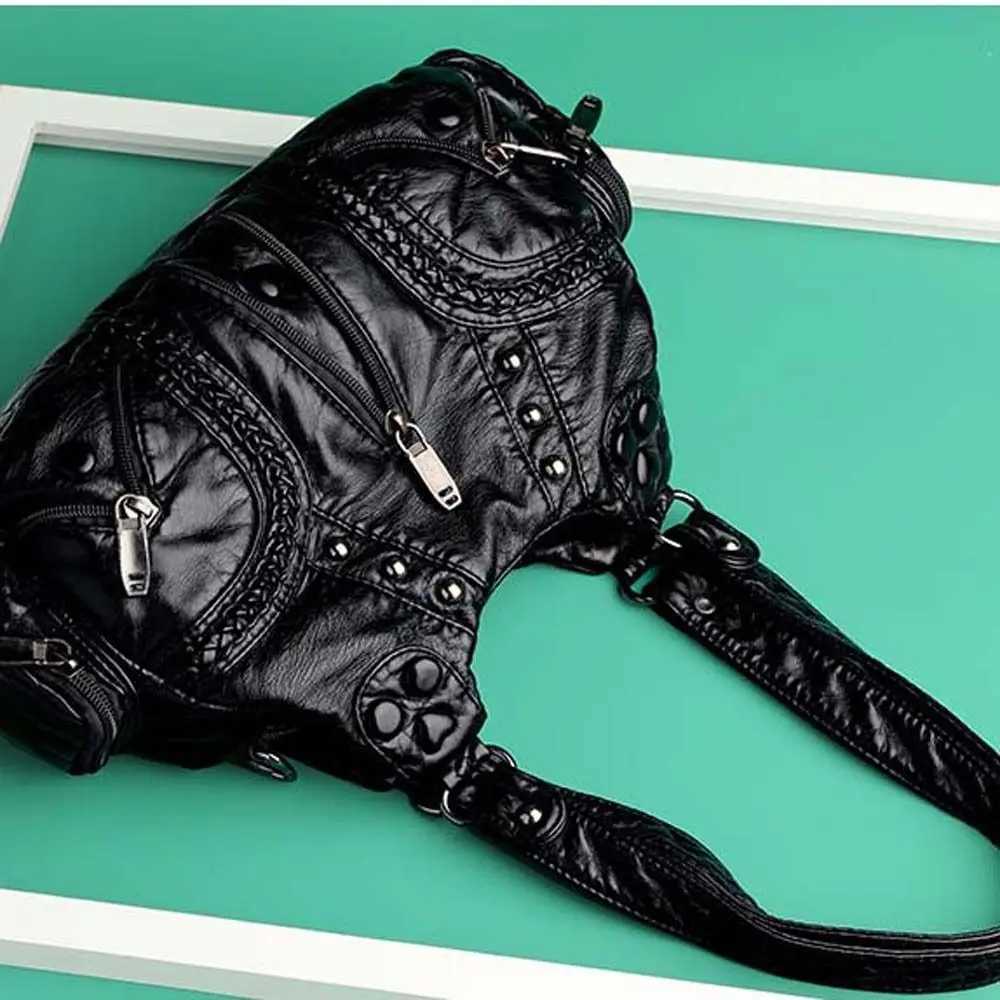 PU Leather PU Shoder Bag Style Large Capacity Underarm Bag French Style Solid Color Motorcycle Handbag Z250514