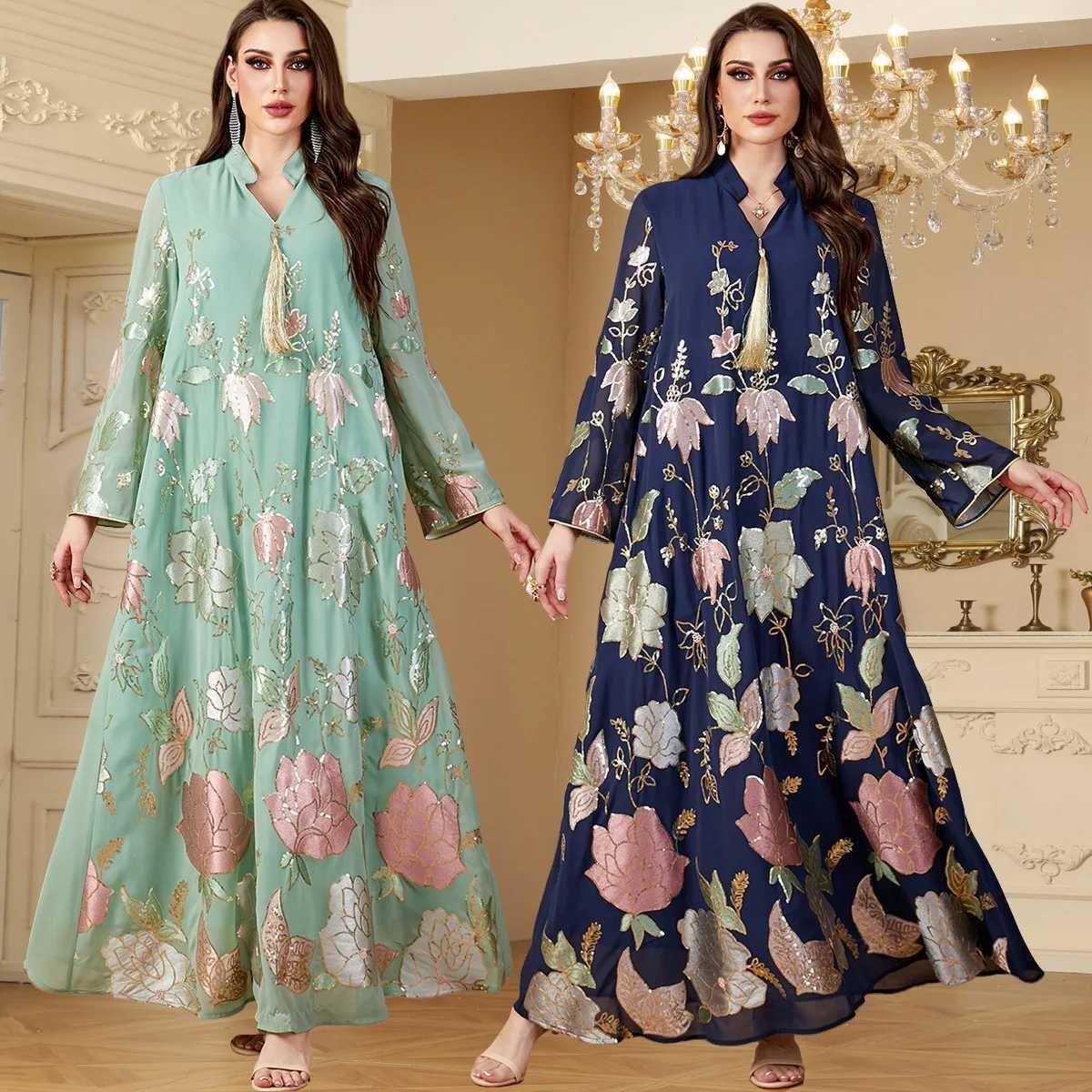 Ramadan Floral Print Abayas for Women 2025 Eid Mubarak Djellaba Caftan Morocco Femme Musulmane Jalabiya Muslim Dress Abaya Gown X250514