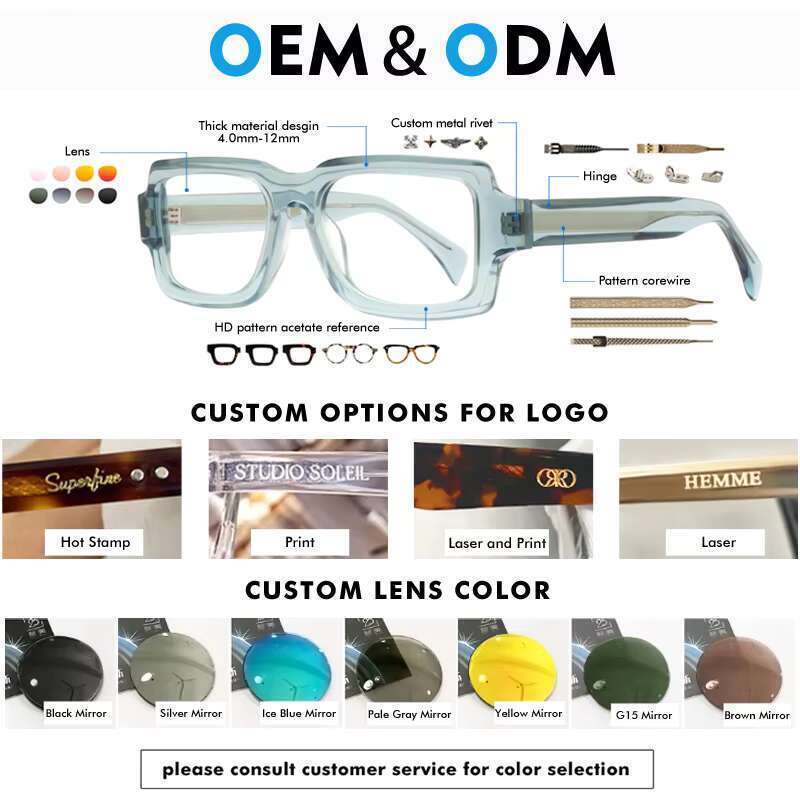Logo Fashion Unisex Uv400 Square Acetate Polarized Luxury Sunglasses Gafas De Sol Polarizadas