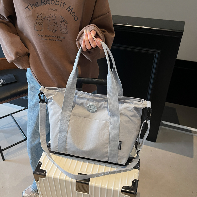 Large capacity canvas women's spring and summer versatile 2025 new crossbody cloth bag, casual student class tote bag