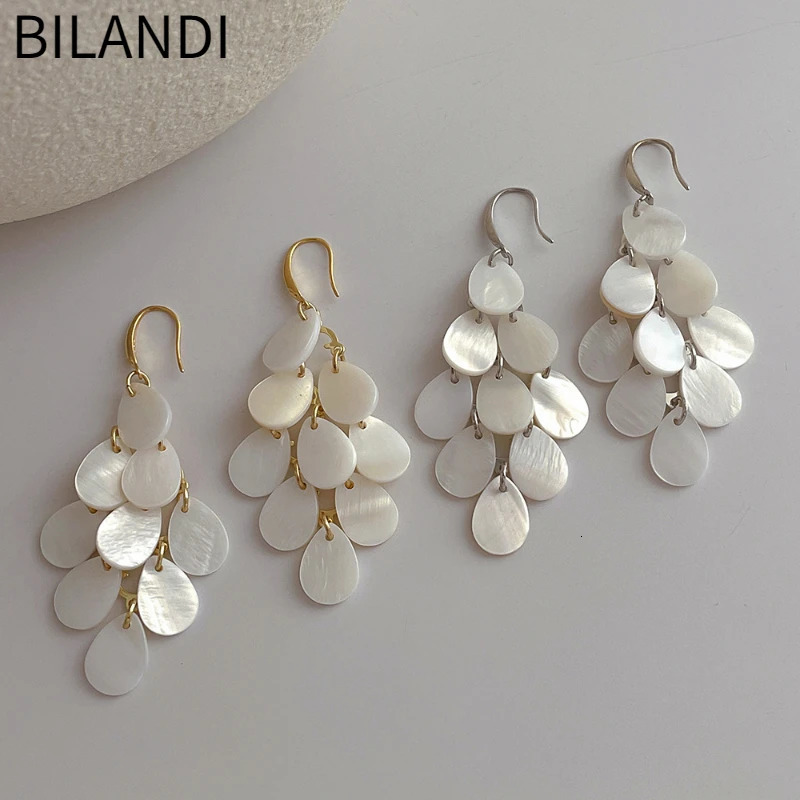 Bilandi Trendy Jewelry Multi Shell Tassel Long Dangle Earrings For Women Girl Gift Fine Ear Accessories 250514