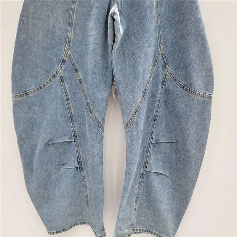 Getspring Women Jeans 2025 Spring Autumn New Three Dimensional Deconstruction Denim Washed Wide Leg Overalls Loose Long Trousers