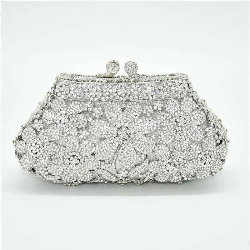 Bling Bridal New Wedding Bag Purses Flower Shape Dia Handbags Fashion Women Crystal Prom Clutch Purse