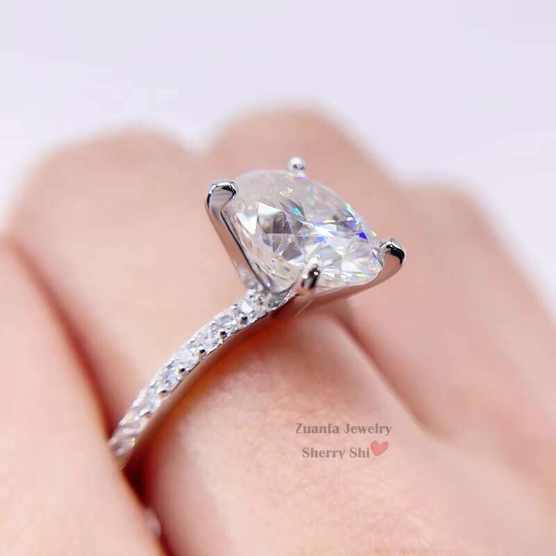 Iced Out Band VVS Gra Certificated Solid Silver Engagement Wedding Women Moissanite Ring 5CT