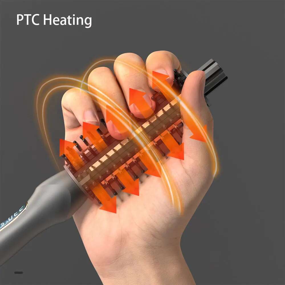 Heated Ceramic Tourmaline Ionic Volumizing Brush Quick Heating Hair Straightener Dual Voltage Travel Curling Iron