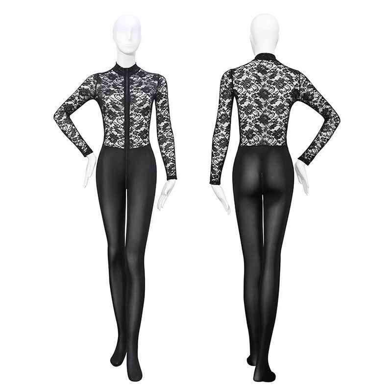 Sexy Lace Lingerie Sexy Lingerie Women S Sexy Lace See Through Secretary Double Headed Zipper Up And Down Tempting Tight Fitting Uniform Jumpsuit KQ