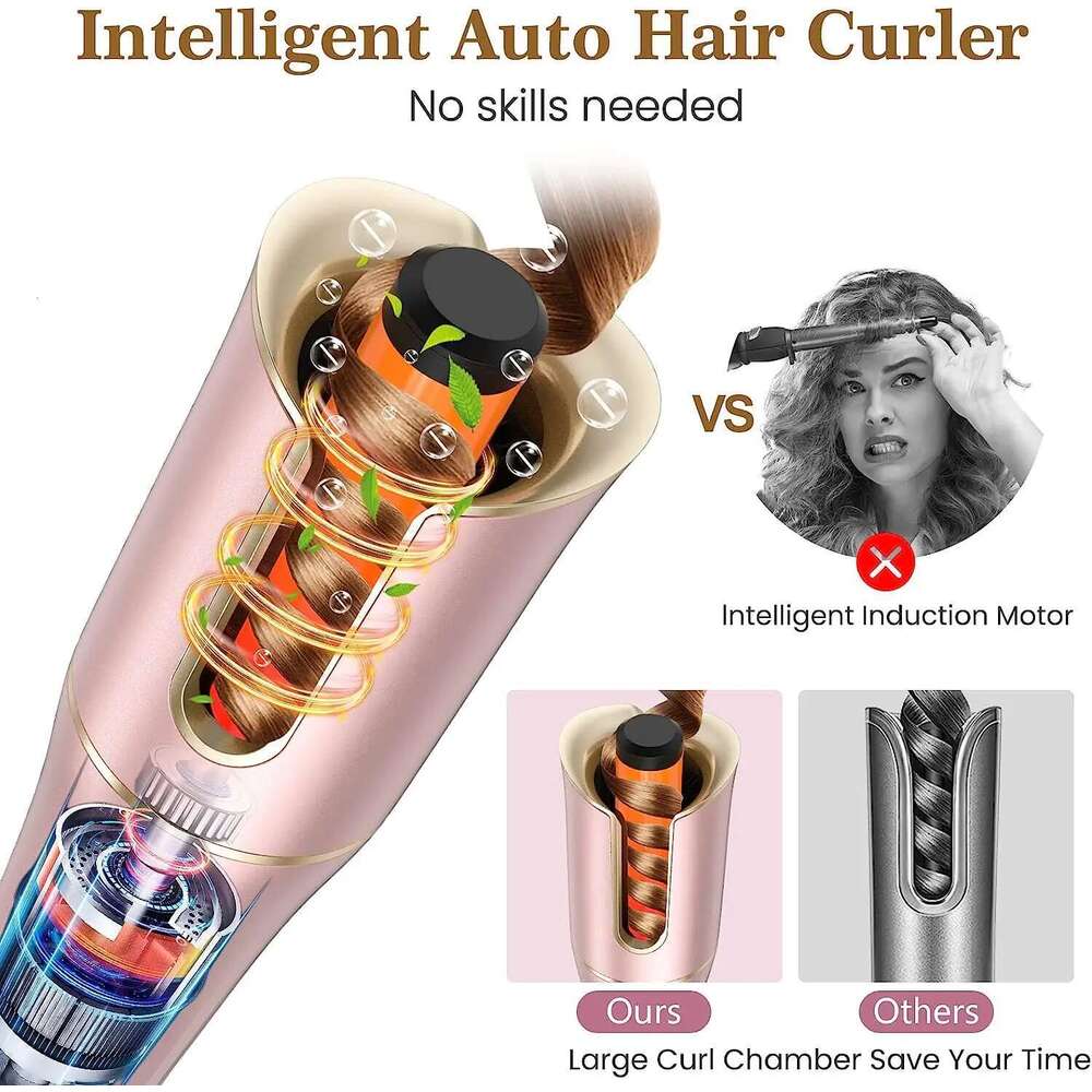 Automatic Curler Wand with 4 Temperatures 3 Timers & LCD Display Curling Iron Dual Voltage Hair Styling