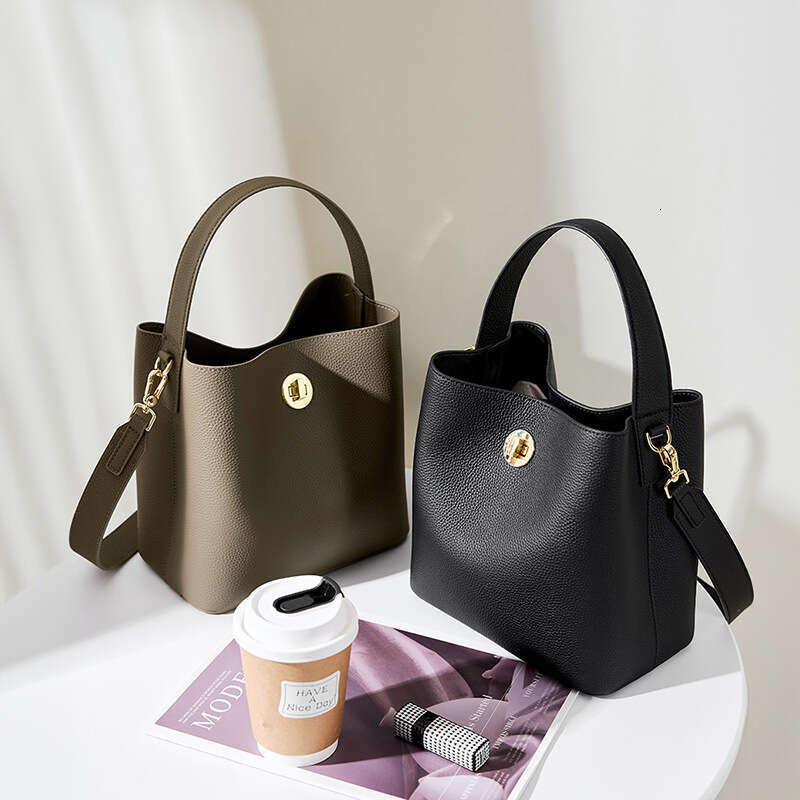 Tote Bag Spring Summer New Bucket Genuine Leather Single Shoulder Crossbody Large Capacity Handbag Women S Bag KQ