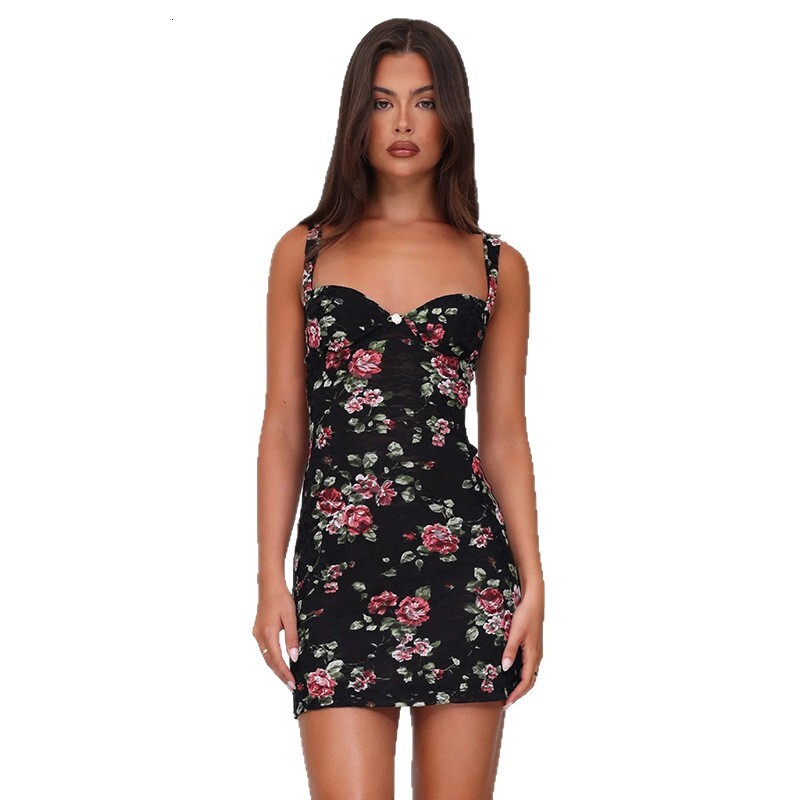 INS Womens 2025 Spring/Summer New Style Sexy High Waist Slimming V-neck Open Backpack Hip Strap Dress