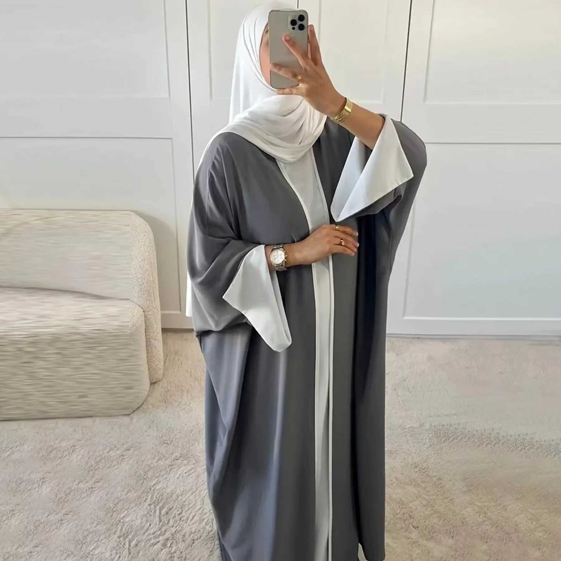 Batwing Open Abaya Dubai Luxury Patchwork Kimono Cardigan Muslim Abayas for Women Turkish Dresses Kaftan Robe Islamic Clothing X250514