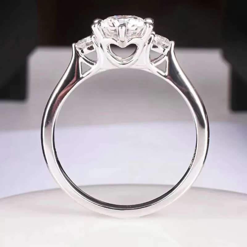 Custom Gorgeous 1CT Top Quality Moissanite 18K Solid Gold Moissanite Engagement Ring Women