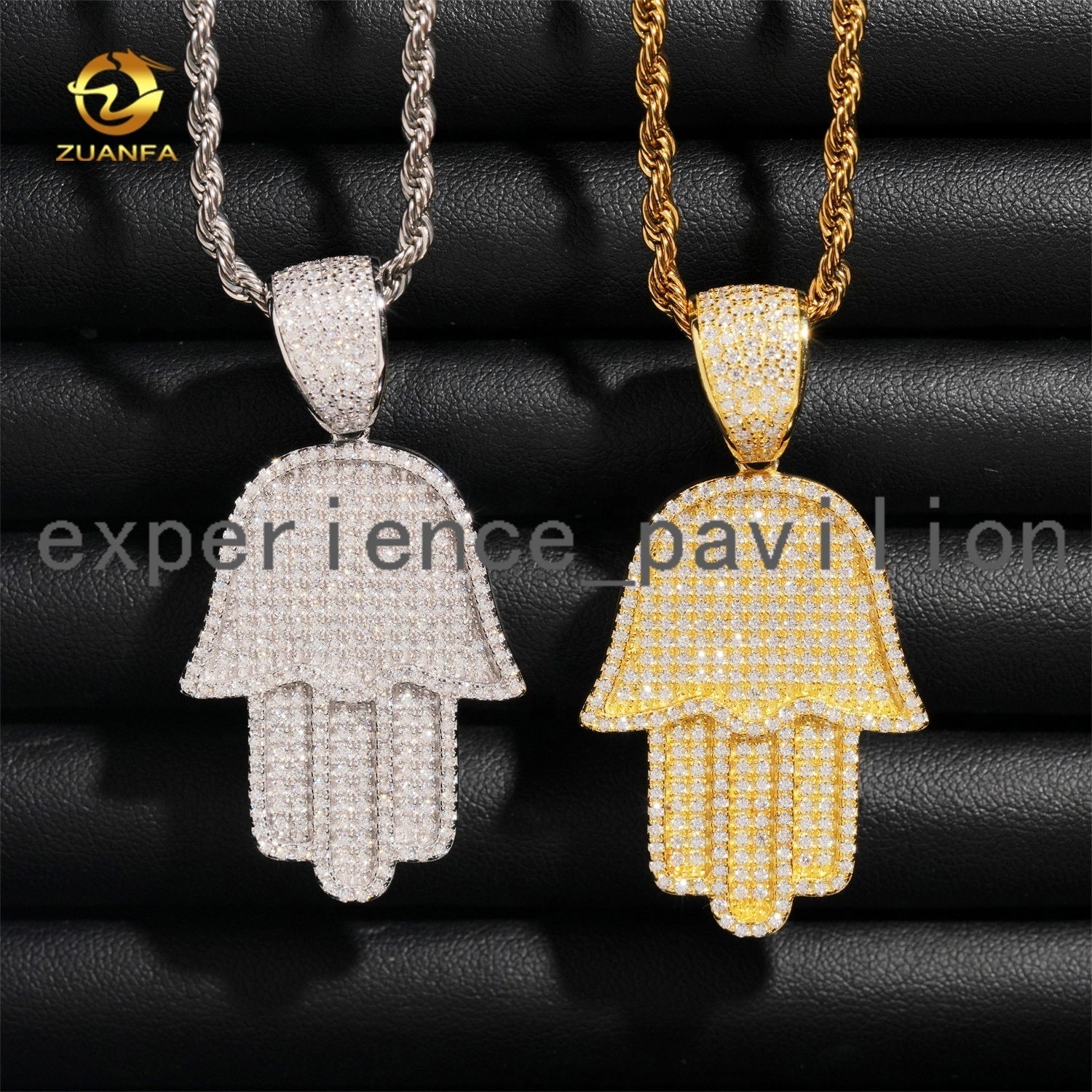 Wholesale Price Hip Hop Jewelry Charm Pendants 925 Silver Hamsa Hand Iced Out Moissanite Pendant for Men