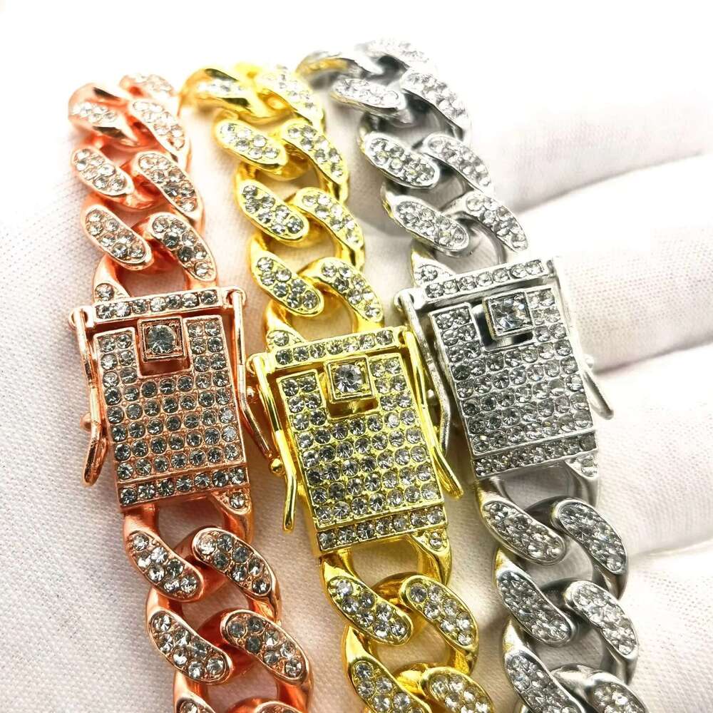 Cuban Chain Necklace Bracelet Set for Men VVS GRA Moissanite Hip Hop Style Available in Sier Gold