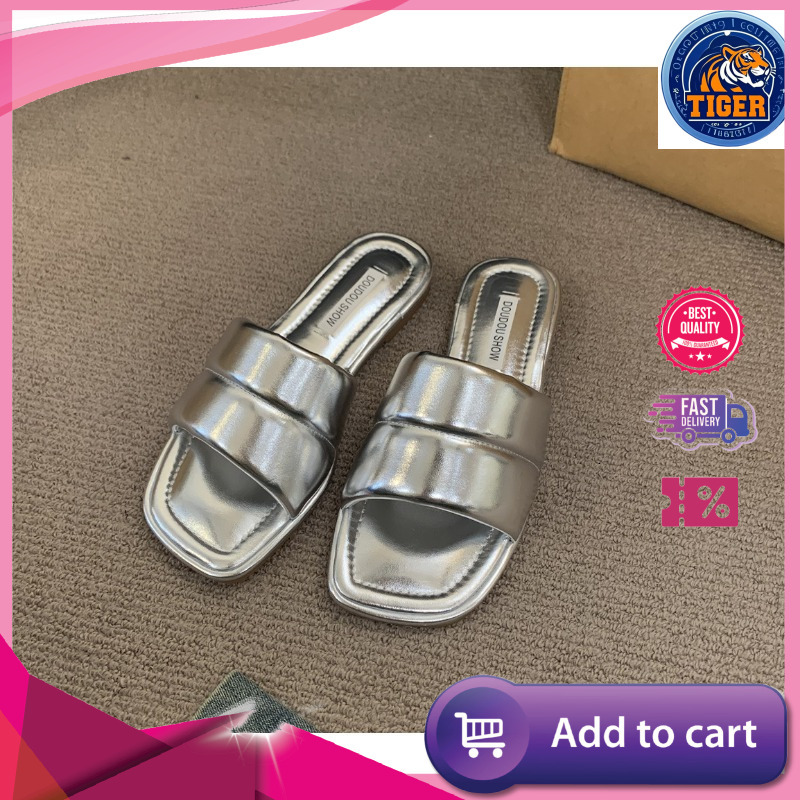Ddmytiger Women S Slippers Summer New Style Square Toe Flat Casual Beach Ladies Fashion Simple Sandals Shoes Outdoor