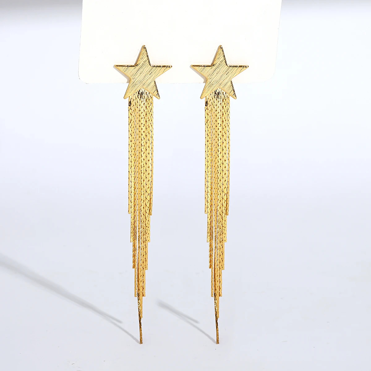 Lifefontier Gold Silver Color Metal Star Long Tassel Drop Earrings For Women Trendy Geometric Party Dangle Earring Jewelry 250513