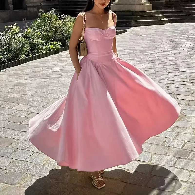 2025 Spring Summer Dress Femme Sexy Trendy Spaghetti Strap Slim Elegant Style Suspender Party Dress Dresses Streetwear DressesXJ250514