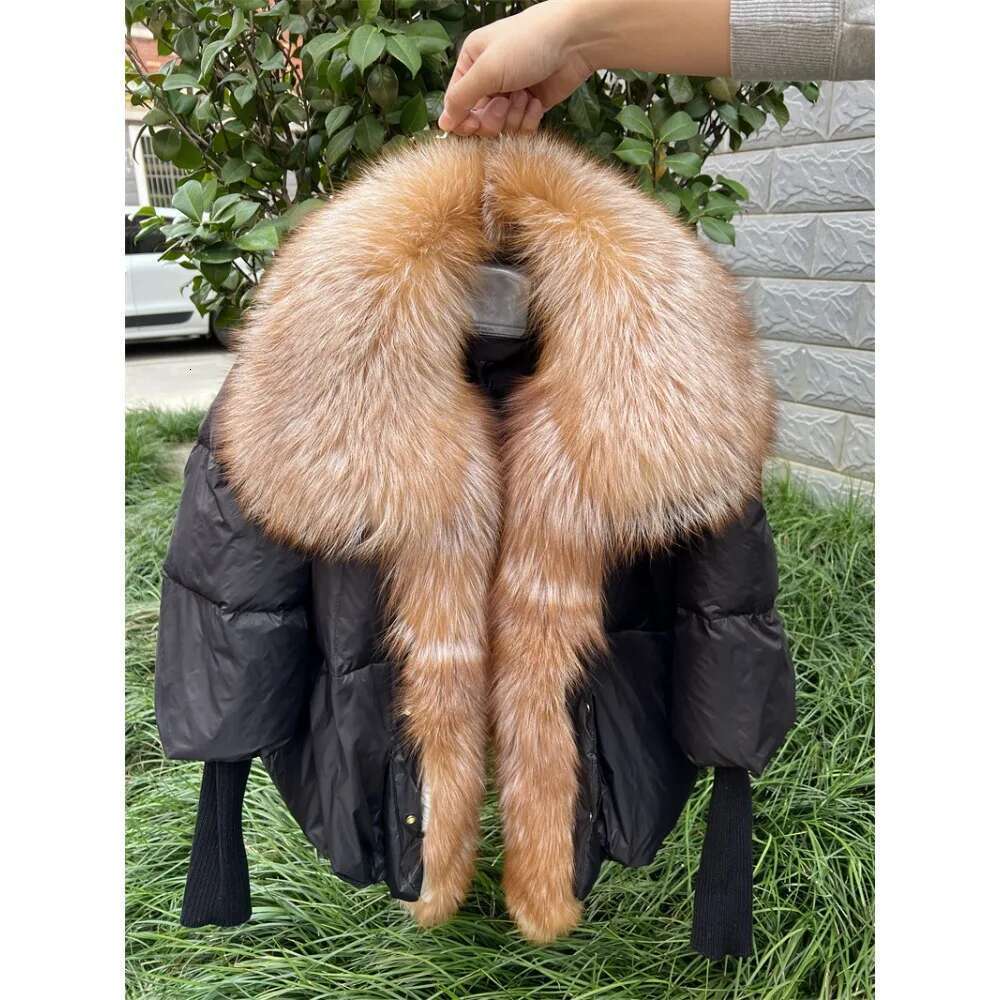 2023 Fashion Autumn Winter Real Fox Fur Collar Thick Women Warm Duck Down Jacket Outerwear New Female Coat