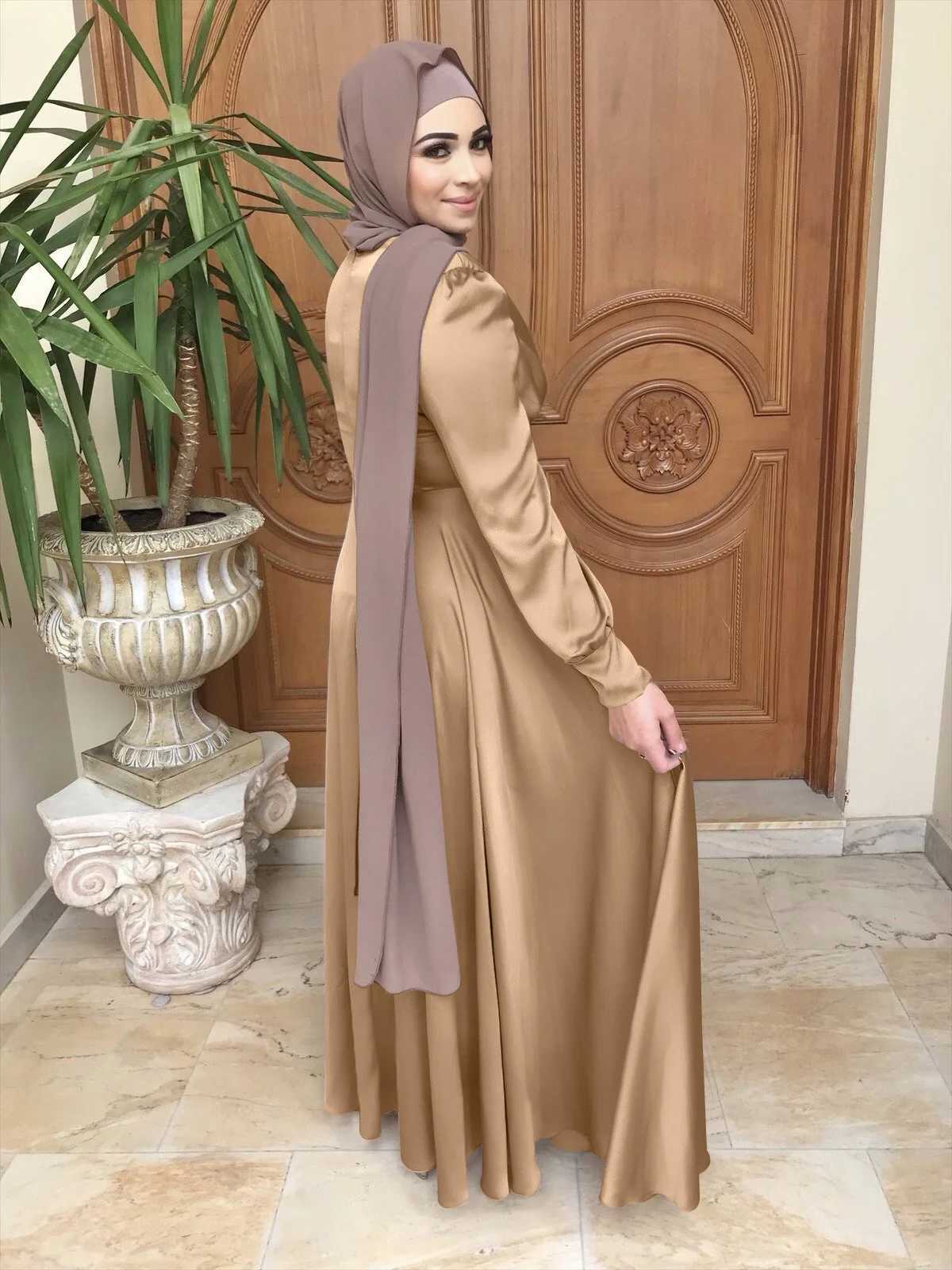 Muslim Abayas For Women Grn Kaftan Morocco Dresses Middel East Clothing Long Slve Solid Clothing X250514