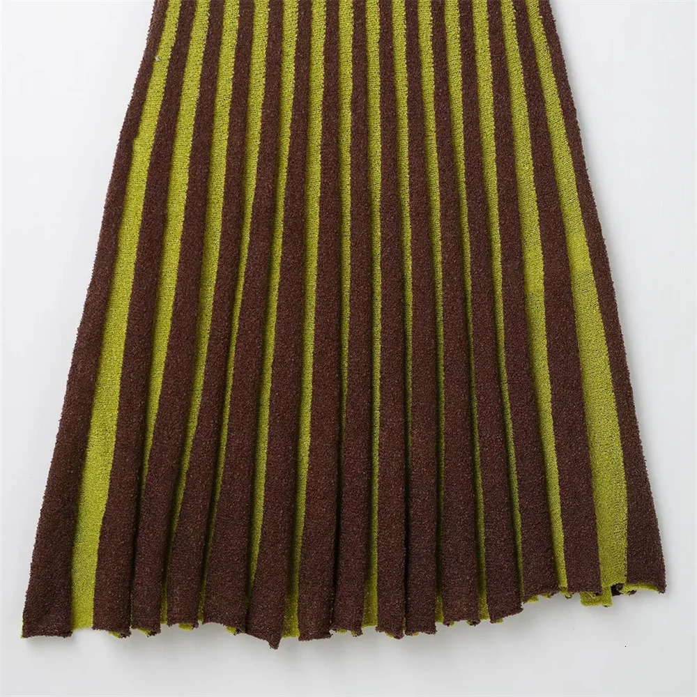 SpringSummer Product Womens Fashion Casual Striped Knitted Dress Color Contrasting Sleeveless Vneck Folding n D 250514