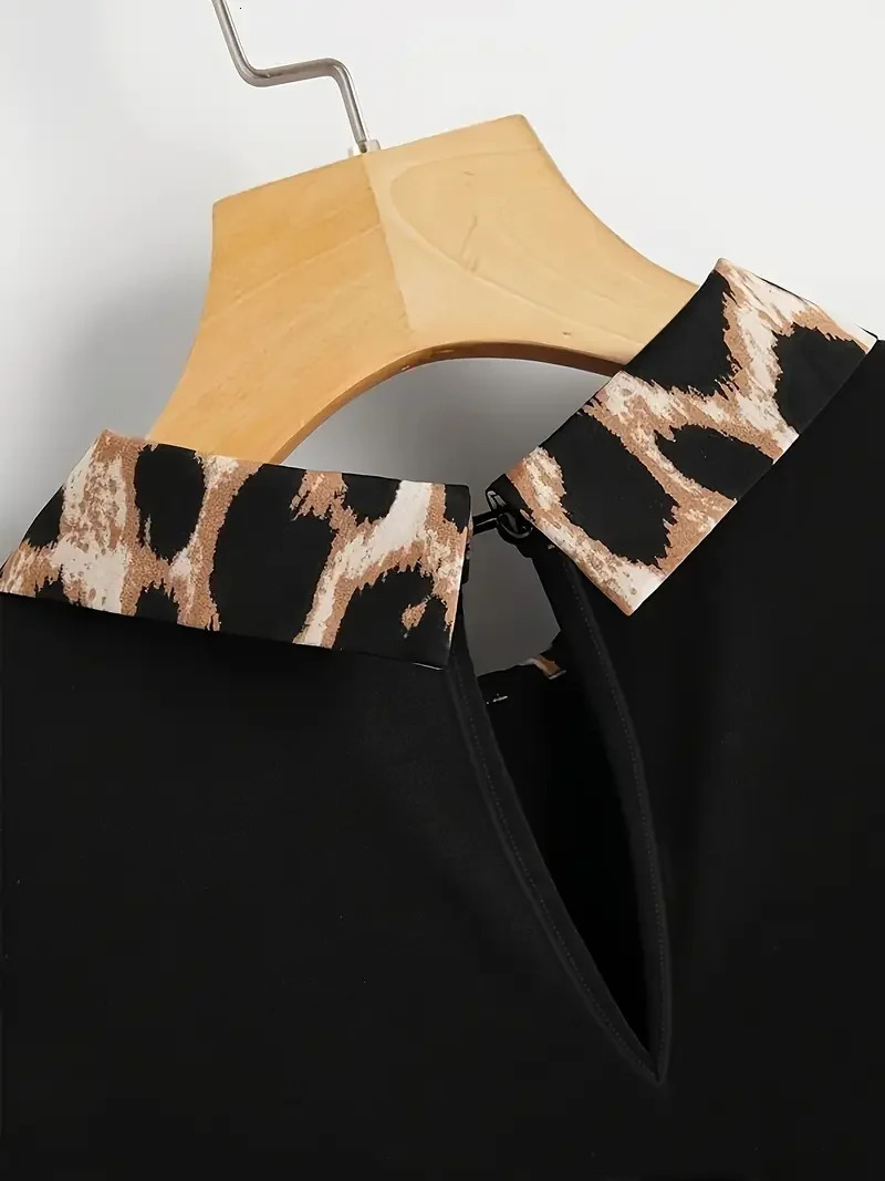 Plus Size Womens Long Sleeved Leopard Printed Shirt Ladies SpringAutumn Fashion Lapel Collar Loose Casual Blouse 250514