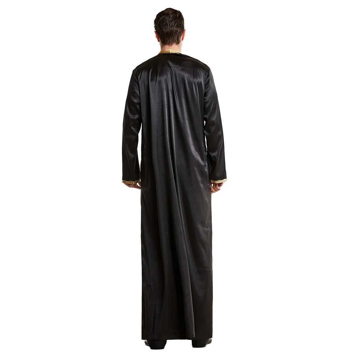 Men Dishdasha Muslim Long Sleeve Dress Daffah Thobe Jubba Saudi Arab Thoub Kaftan Islamic Clothing Robes Abaya Dubai Middle East X2505141