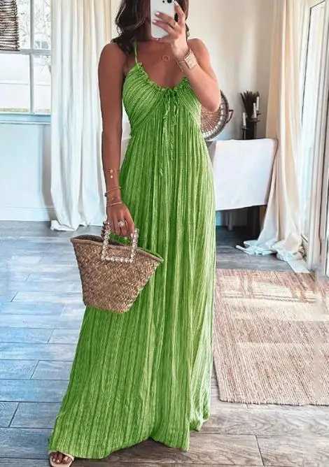 2023 Fashion Sexy New Summer Casual Sexy Suspenders Loose Long Dress Female Clothing OutfitsXJ250514