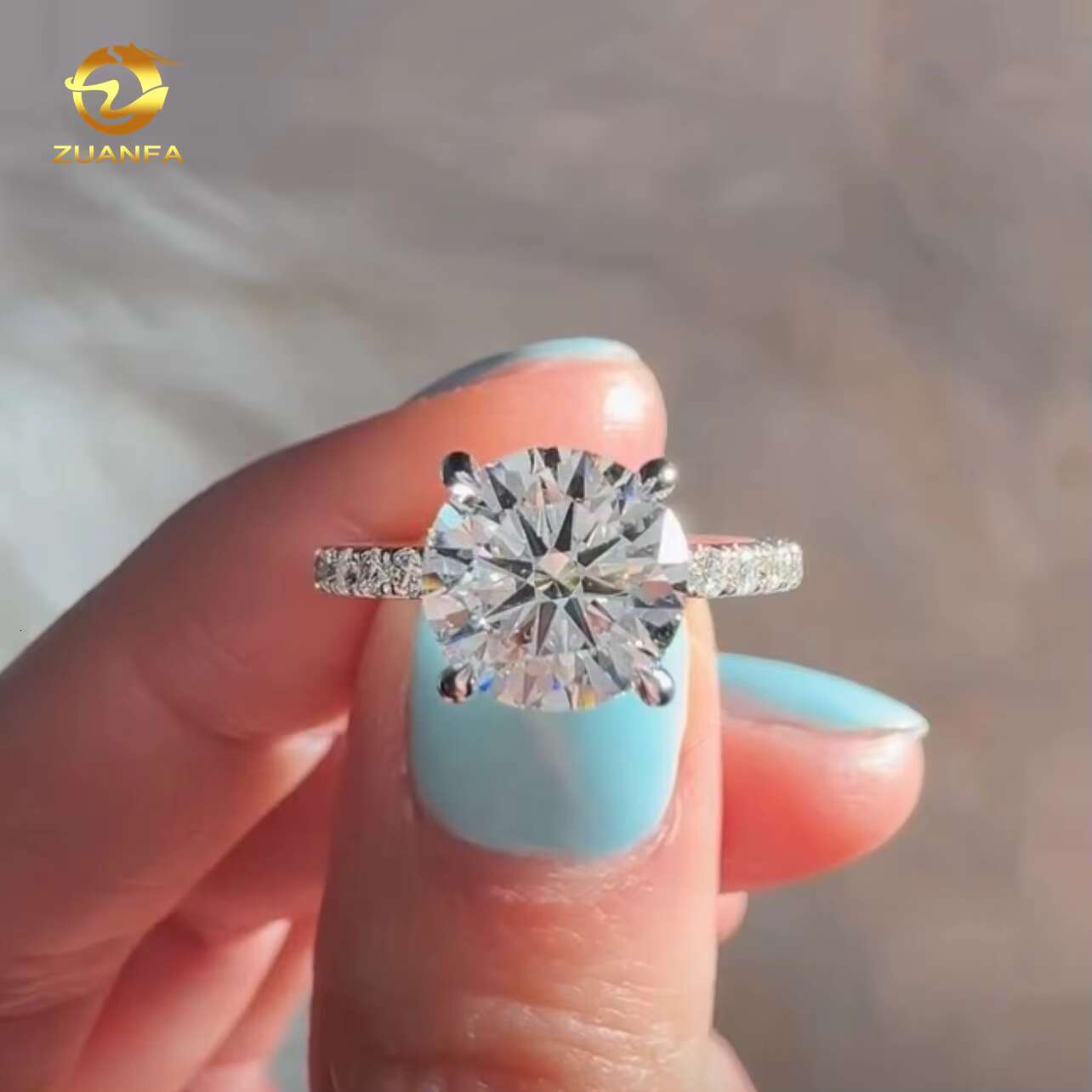 Cheap Price 9K 10K Real Solid Gold Round Brilliant Cut 2.2carat E-F VS1 Clarity Lab Grown Diamond Gold Wedding Engagement Ring