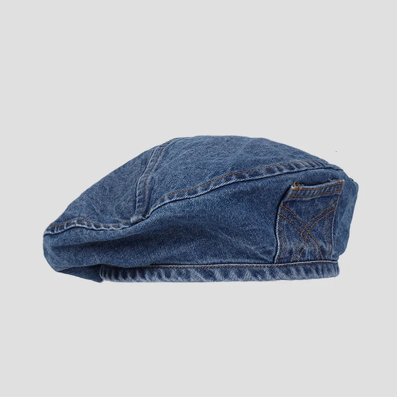 Womens Artistic Style Retro Washed Cotton Denim Pocket Headwear Fashion Painter Caps Beret Hat 250514