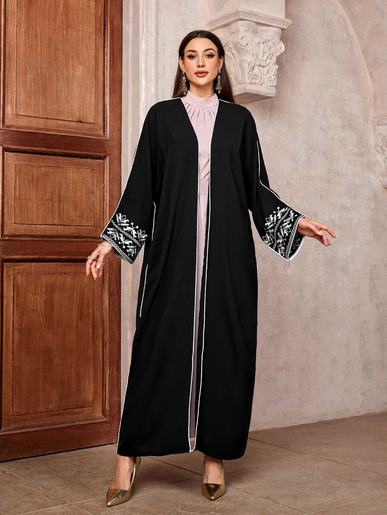 Embroidered Abaya Long Dress Kimono Coat Outwear Women Long Slve Loose Arabic Muslim Dubai Moroccan Caftan for Middle East X250514