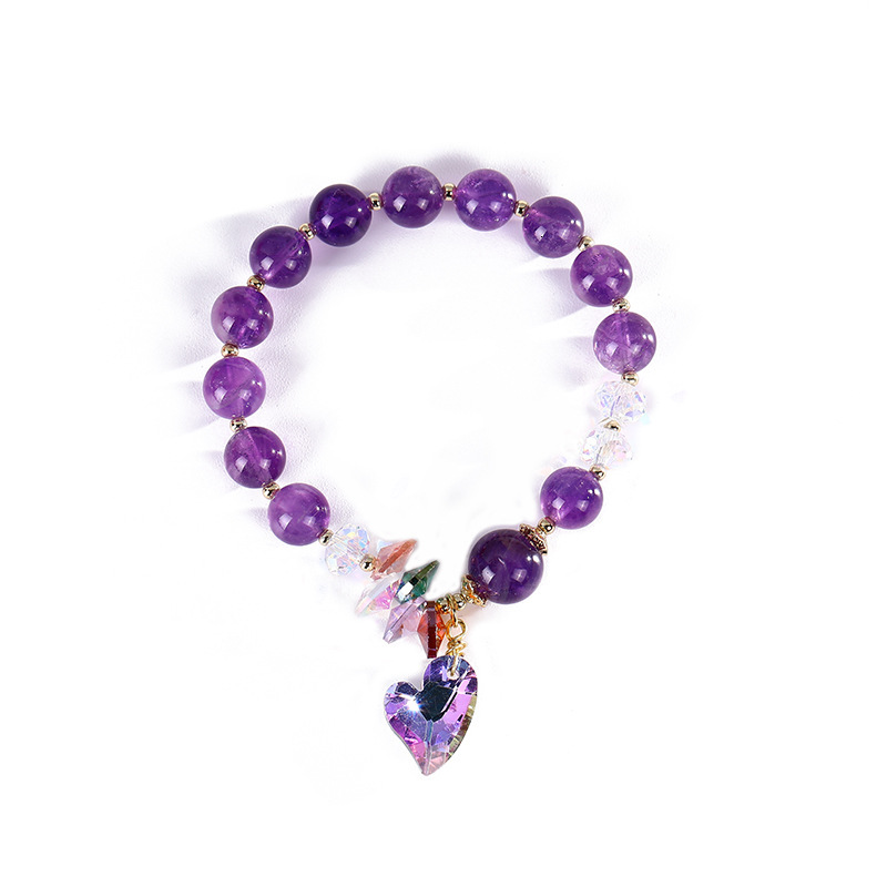 New Natural Amethyst Crystal Copper Accessories for Female Minority Design Sense Student Friend Bracelet Personalized Handicrafts