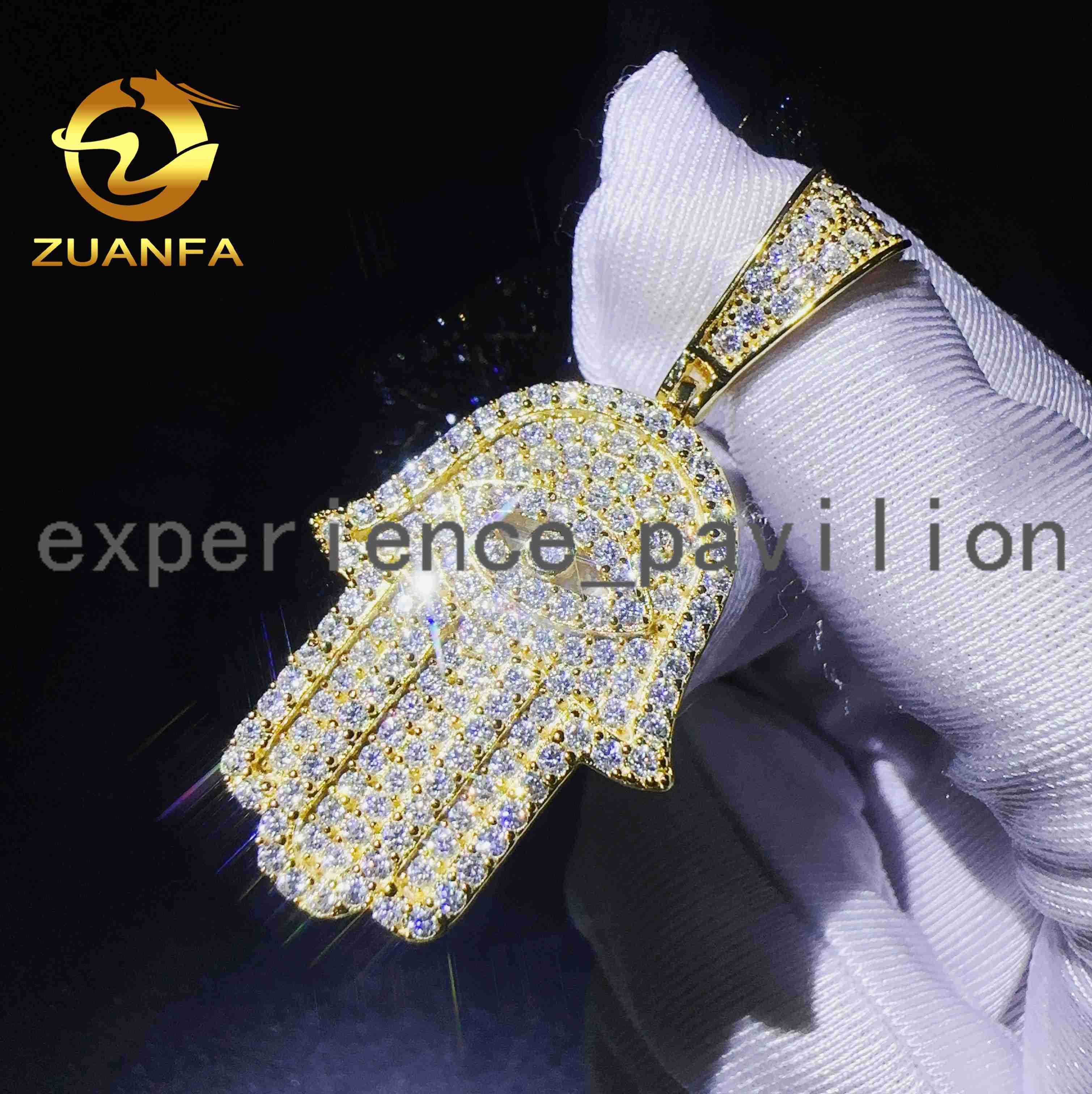 Wholesale Price Silver 925 Ready to Ship Pendant Vvs Moissanite Custom Diamond Hip Hop Iced Out Jewelry Hand Pendant