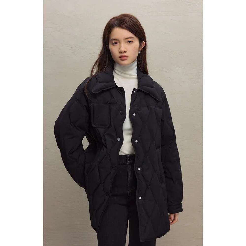 ZIQIAO Simple Loose Shirt-style Solid Color Jacket for Women Winter New Warm Design White Duck Down Coats Female