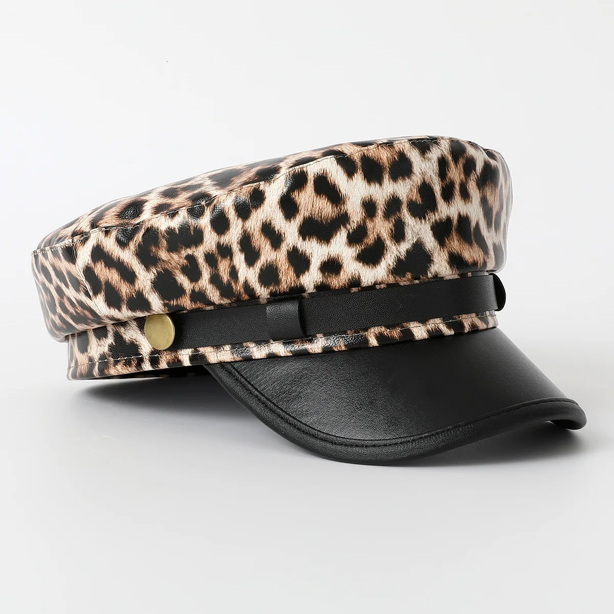 Vintage leopard print Berets for Women Fashion y2k Flat Army Cap Salior Hat 250514