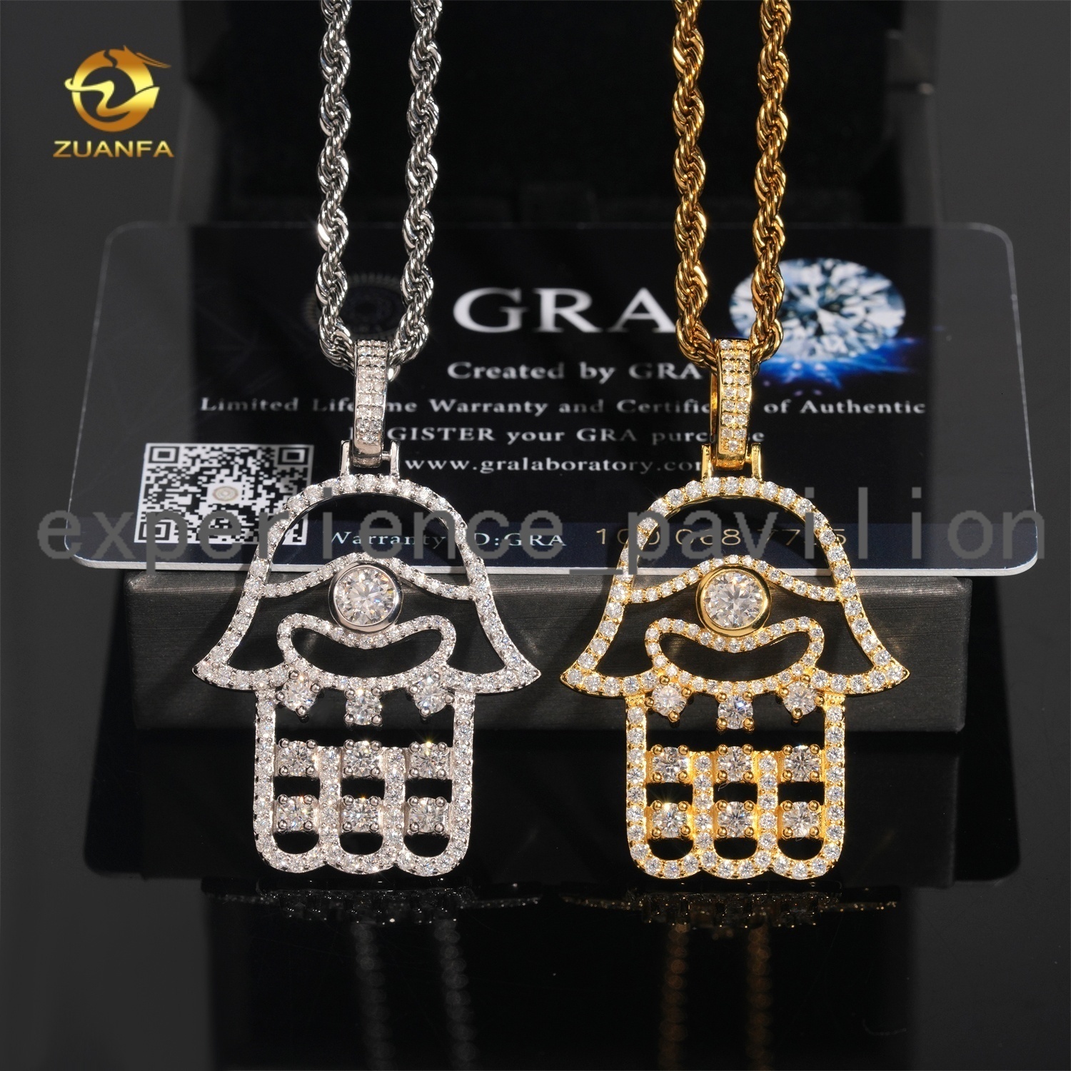 Hip Hop Jewelry High Quality Iced Out Hollow Hamsa Hand 925 Silver VVS Moissanite Pendants