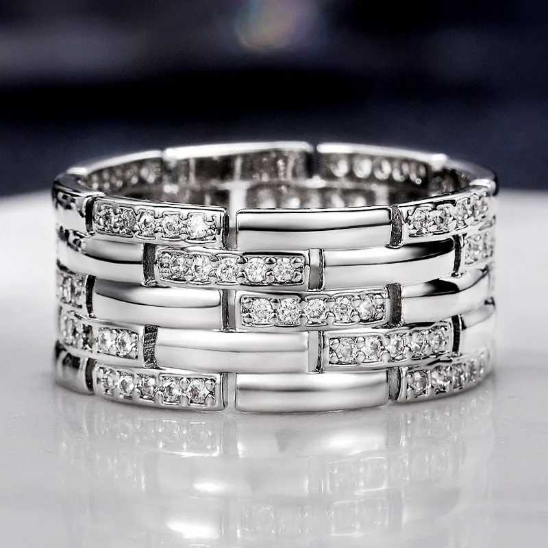Luxury 925 Sterling Silver Women Finger Rings Shiny CZ Anniversary Gift Simple Stylish Design Versatile Fashion JewelryXJ250514