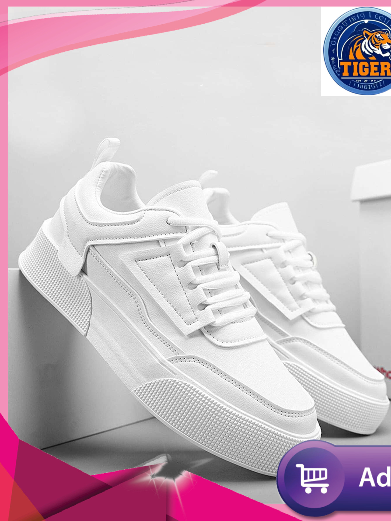 Ddmytiger Sporty White Sneakers For Men Minimalist Detail Lace Up Front Skate Mens Casual Shoes Outdoor